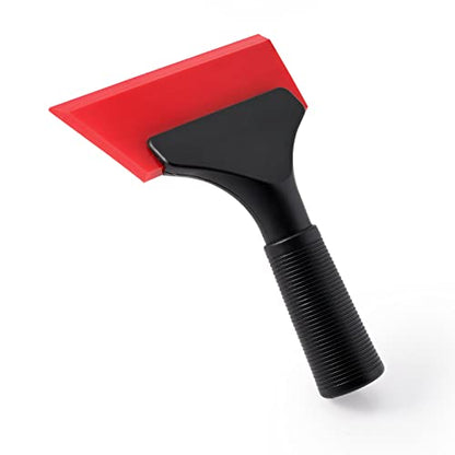 FOSHIO Small Squeegee with 5 Inch Rubber Blade Mini Wiper Window Tinting Tools for Mirror Glass Window Cleaner with Non-Slip Handle (Red Blade) - color: Red Blade