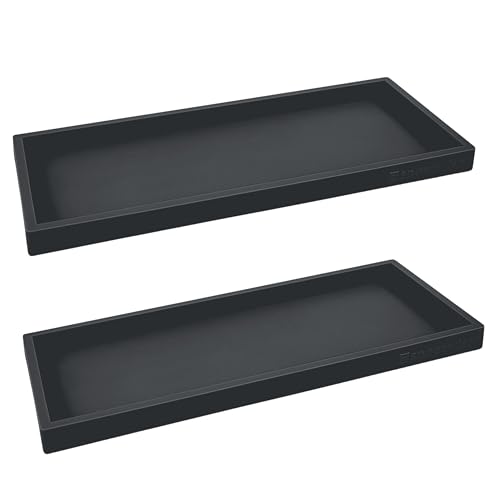 Silicone Countertop & Vanity Bathroom Tray – 2 PC 11.7" | Bathroom Tray Set, Bathroom Tray Countertop, Bathroom Counter Tray, Dish Soap Kitchen Tray & Bathroom Organizer Countertop - color: Black, size: 2 PC Large - 11.7”