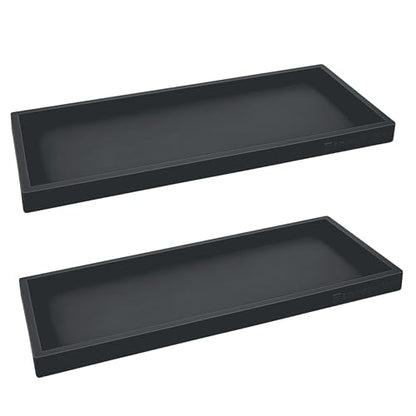 Silicone Countertop & Vanity Bathroom Tray – 2 PC 11.7" | Bathroom Tray Set, Bathroom Tray Countertop, Bathroom Counter Tray, Dish Soap Kitchen Tray & Bathroom Organizer Countertop - color: Black, size: 2 PC Large - 11.7”