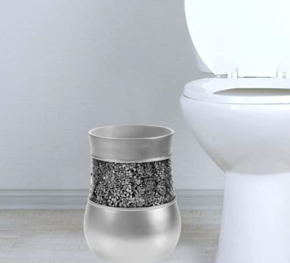 Creative Scents Crackled Glass Silver Small Bathroom Trash Can 2.06 Gal / 7.8L – Decorative Waste Basket for Bathroom, Powder Room or Bedroom - Durable Mini Wastebasket with Beautiful Crackled Glass - style: Trash Can