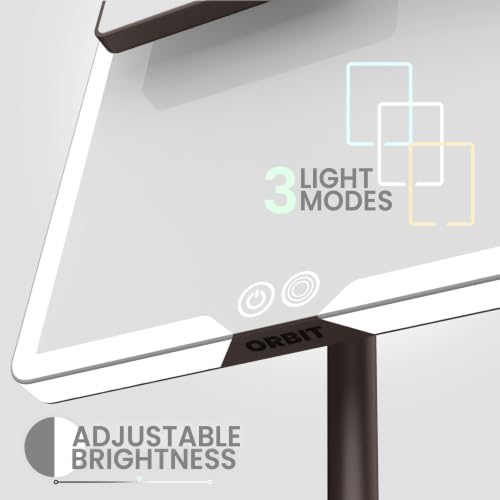 Orbit LED Vanity Mirror with Lights, 7X/1X Magnification, Dimmable & USB-C Rechargeable Tabletop Mirror (Espresso Brown) - color: Espresso Brown