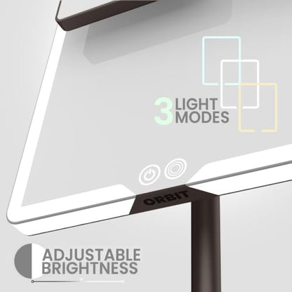 Orbit LED Vanity Mirror with Lights, 7X/1X Magnification, Dimmable & USB-C Rechargeable Tabletop Mirror (Espresso Brown) - color: Espresso Brown