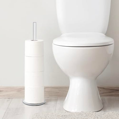MyGift Freestanding Toilet Paper Holder Stand - Bathroom Toilet Paper Storage with Floor Standing Roll Dispenser - color: Clear