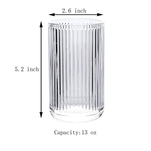 Gaolinci 2 Pcs Glass Tumbler Cup,Toothbrush Holder, Bathroom Cups, 13 oz - color: Clear, size: 13 oz