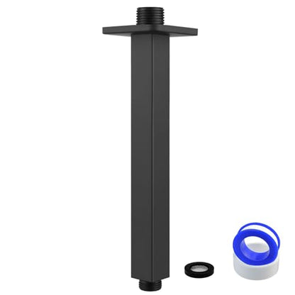 Ceiling Mounted Shower Arm with Flange, Universal Connection 1/2 NPT Straight, Made of Thicken Stainless Steel, Square Extension Arm for Fixed Rain Shower Head(8 Inch,Matte Black) - color: Matte Black, style: 8 Inch