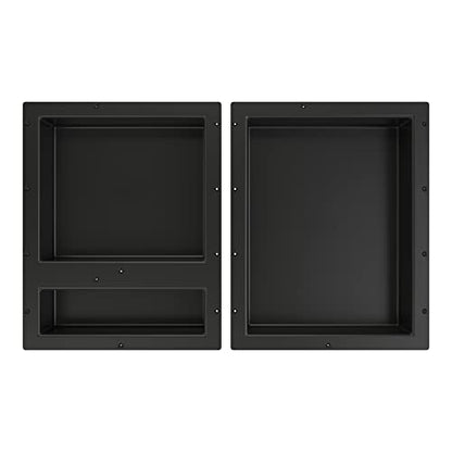 Tile Redi USA RNTH1620D-20S Niche Triple Recessed Shower Shelf, Three Shelves, 20" H X 32" W, Black - size: 20" H X 32" W, style: 3 Shelves