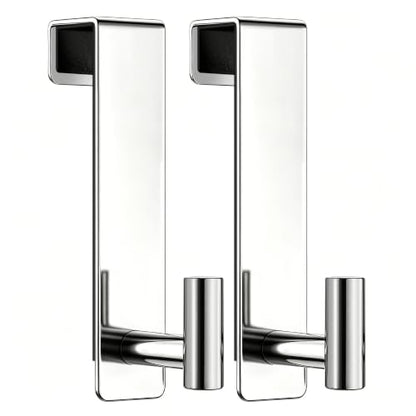 WUIVIUT Over Door Hooks, Metal Door Hook for Hanging, Door Rack for Towel, Bathroom,Bedroom,Holder for Clothes (Polished Chrome, T Shape 2 Pack, Fits 1-3/4'' Thick) - size: T Shape 2 Pack, Chrome