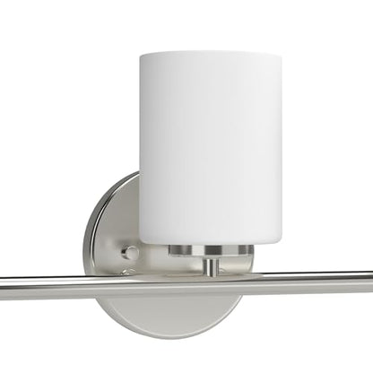 Replay Collection 3-Light Etched White Glass Modern Bath Vanity Light Brushed Nickel - color: Brushed Nickel, size: 3-Light