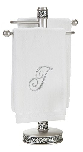 Crackled Glass Silver Free Standing Countertop Fingertip Towel Holder Stand | Unibody Resin Towel Rack For Bathroom or Kitchen Counter Top Decor - style: Towel Stand