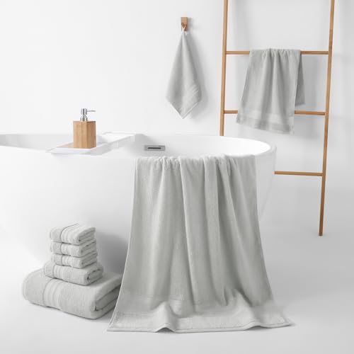 REDKISS 8 Piece Grey Towels Set - 100% Cotton Towels Set with 2 Large Bath Towels, 2 Hand, 4 Washcloths, 600 GSM Highly Absorbent Bath Towel Sets, Gray Quick Dry Shower Towel for Family Gym - color: Gray
