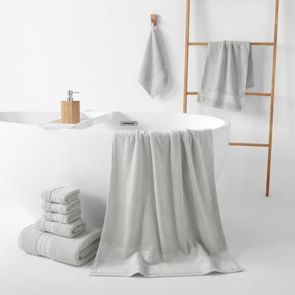 REDKISS 8 Piece Grey Towels Set - 100% Cotton Towels Set with 2 Large Bath Towels, 2 Hand, 4 Washcloths, 600 GSM Highly Absorbent Bath Towel Sets, Gray Quick Dry Shower Towel for Family Gym - color: Gray