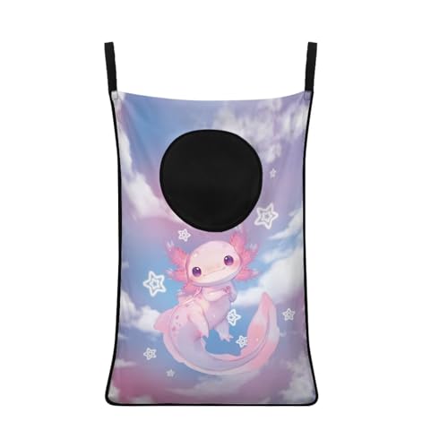 ZOUTAIRONG Cute Pink Axolotl Print Laundry Hamper Hanging Laundry Bag for Bathroom, Zipper Toys Storage Space Saving Organizer - color: Cute Pink Axolotl