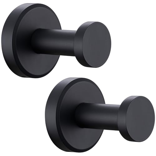 Angle Simple Matte Black Towel Hooks for Bathroom, Hand Towel Holder, 2 PCS | Rustproof SUS304 Stainless Steel, Robe Coat Hooks for Clothes Hat Bag in Kitchen Laundry, Screw Mount - color: Matte Black, size: 2 Pack