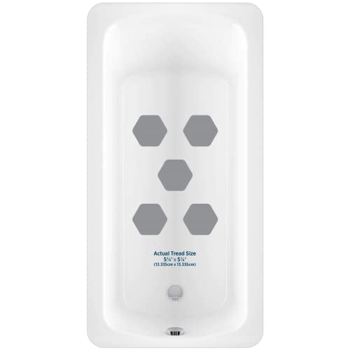 Kahuna Grip Bathtub Bath and Shower 5¼" Hexagon Non-Slip Traction Treads (Gray) - color: Gray