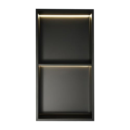 12x 24n Stainless Steel Shower Niche with LED Light, Black No Tile Needed Wall Niche with 2-Tier Shelves, Recessed Shower Shelf for Bathroom Storage, IP44 (12 * 24in LED) - size: 12*24in LED