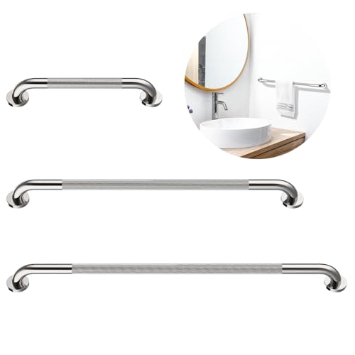 Munzong 3 Pack Shower Grab Bar for Commercial 18" 36" 42" Chrome | Bathroom Grab Bar Bundle 1.25" Diameter Anti Slip Handicap Balance Bar Safety Hand Rail for Elderly Injury Senior Bath - color: Chrome, size: 18",36",42"