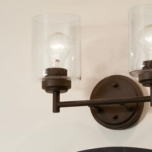 KICHLER Winslow 12.75" 2 Light Vanity Light with Clear Seeded Glass in Olde Bronze® - color: Old Bronze, size: 13"
