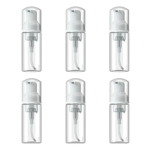 6 Pcs Empty Foam Pump Bottle 2oz/60ml Travel Size Plastic Pump Bottle Soap Bottle Portable Small Hand Sanitizer Dispenser Bottles, Refillable Clear Instant Foaming Bottles for Hand Lotion Shampoo - size: 2oz/60ml