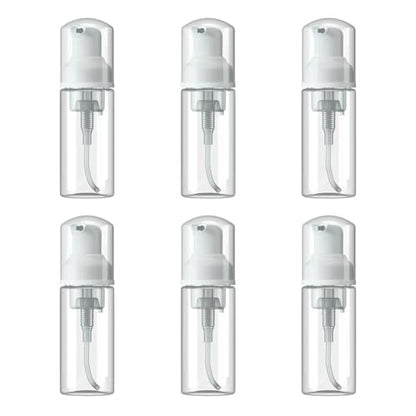 6 Pcs Empty Foam Pump Bottle 2oz/60ml Travel Size Plastic Pump Bottle Soap Bottle Portable Small Hand Sanitizer Dispenser Bottles, Refillable Clear Instant Foaming Bottles for Hand Lotion Shampoo - size: 2oz/60ml