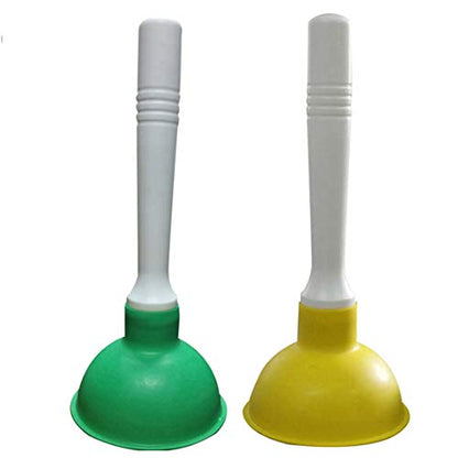 Drain Plunger, Mini Sink Unclogger, Small 4-Inch Clog Remover | Rubber Cup Hand Plumber Helper, Force Tiny Compact Tool with 9" Short Handle for Kitchen Bathroom, Toilet, Shower, Bath Tub - color: Green + Yellow