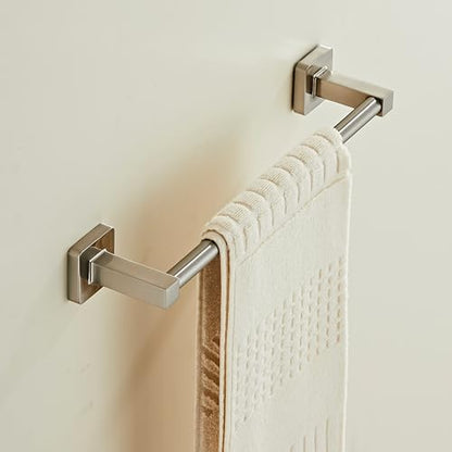 Bathroom Wall Mounted Towel Rack,12 Inch Brushed Nickel Towel Bar with Stainless Rack and Hand Towel Holder, Shower and Bath Towel Racks for Bathroom Wall(Total Length 14-Inch) - color: Brushed Nickel, size: 12In