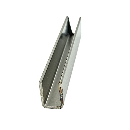 Brixwell SDCD38PS-CCP4 Polished Stainless 3/8" Fixed Panel Shower Door Deep U-Channel - 4 inch Sample - color: Polished Stainless Steel, size: 4 Inch - Sample
