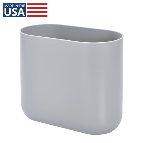 iDesign Small Slim Plastic Bathroom Trash Can, Gray | Bedroom, Office, Desk, Dorm - color: Gray, style: Pack of 1