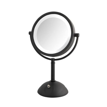 JERDON Lighted Makeup Mirror with 8X Magnification - Black - HL8808BKL | Two-Sided 1X View, 8.5" Round Frame, 16" Tall, LED Lighting - color: Black
