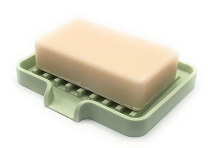 Silicone Soap Dish Tray and Sponge Holder with Drain Chute, Rectangular, Kitchen and Bathroom Sink Organizer (Pistachio, 5.2"x4" (Set of 2), 7.2 Ounces) - color: Pistachio, size: (SM) 5.2"x4" (2pcs)