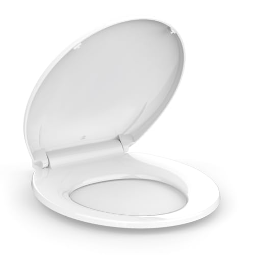 Toilet Seat, Round Toilet Seat with Quick-Release And Quick-Attach, Plastic Toilet Seat with Soft Close, Never Loosen, Easy Install and clean - White - color: White, size: Round