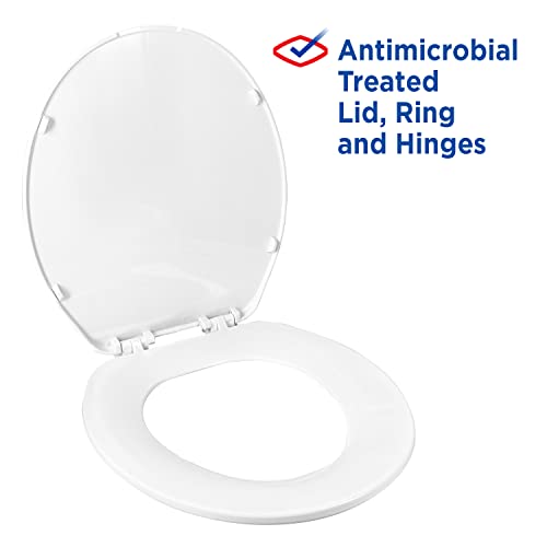 Clorox Round Beveled Plastic Toilet Seat with Easy-Off Hinges – Wiggle-Free Design - style: Round Plastic