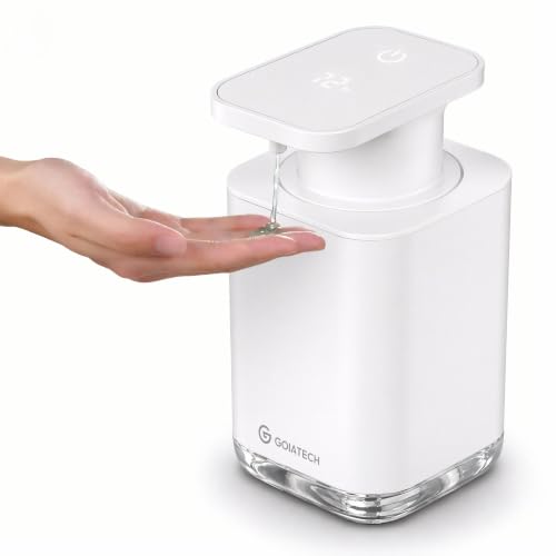Automatic Soap Dispenser with Digital Display, Touchless Sensor, USB-C Rechargeable, No Drip Pump, 3-Level Adjustable, IPX5 Waterproof, 450ml Capacity – Modern Bathroom & Kitchen Countertop (VHITE) - color: Vhite