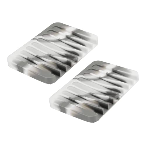 uxcell 2 Pcs Self Draining Silicone Soap Dish, Soap Tray with Drainage for Bathroom Shower Kitchen Sink, 4.5" x 3.1" x 0.4", Grey/White - color: Grey/White