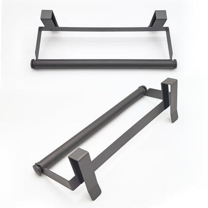 Over The Door Towel Rack No Drill, 12x4.3x3.5 Inch Carbon Steel Hanging Towel Holder for Kitchen Cabinet, Space Saving Towel Bar, 2 Pack - color: Gunmetal Gray