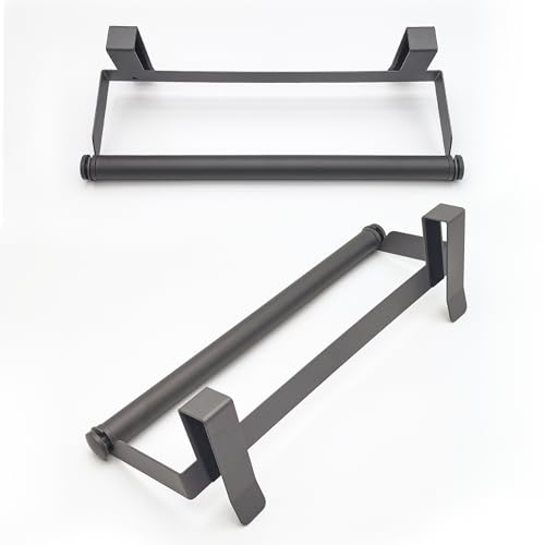 Over The Door Towel Rack No Drill, 12x4.3x3.5 Inch Carbon Steel Hanging Towel Holder for Kitchen Cabinet, Space Saving Towel Bar, 2 Pack - color: Gunmetal Gray