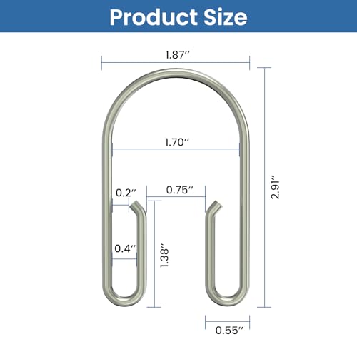 Shower Curtain Hooks Rings ，Double Sided Shower Curtain Hooks Rust Proof，12 pcs Shower Hooks for Inside Shower，Smooth Sliding Anti-Drop Double Shower Rings for Curtain (Nickel) - color: Nickel
