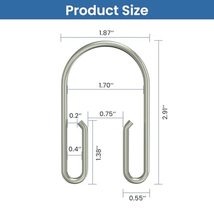 Shower Curtain Hooks Rings ，Double Sided Shower Curtain Hooks Rust Proof，12 pcs Shower Hooks for Inside Shower，Smooth Sliding Anti-Drop Double Shower Rings for Curtain (Nickel) - color: Nickel