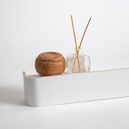 Kazai. Wall-Mounted Coat Rack 'Toke' - Modern Design Coat Rack with Hidden Wall Hooks - Solid Wood Veneer Panel Coat Hanger - White - color: White, size: 5 Hooks