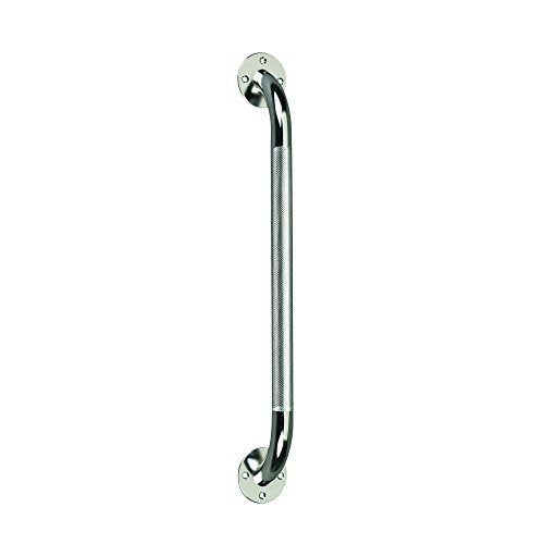 Drive Medical Chrome Knurled Grab Bar for Bathroom Safety, 18 in | Knurled Chrome Grab Bar Offers Secure, Slip-Resistant Support for Bathrooms and Everyday Safety at Home