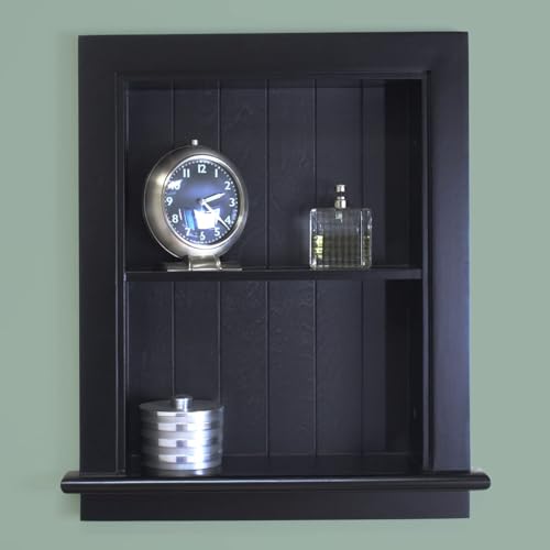 14x18 Aiden Recessed Wall Niche Medicine Cabinet Replacement, in The Wall Bathroom Cabinet Insert Shelf/Shelves, Made in North America, Real Wood, NO MDF, Beadboard, Black - color: Black, size: 14x18
