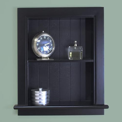 14x18 Aiden Recessed Wall Niche Medicine Cabinet Replacement, in The Wall Bathroom Cabinet Insert Shelf/Shelves, Made in North America, Real Wood, NO MDF, Beadboard, Black - color: Black, size: 14x18