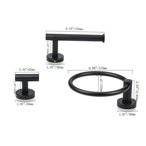 Bathroom Hardware Set 3 Piece-Robe Hook, Hand Towel Holder and Toilet Paper Holder for Bathroom Towel Rack Heavy Duty Towel Hanger Wall Mounted Bathroom Fixtures, Stainless Steel Matte Black - color: Matte Black-3