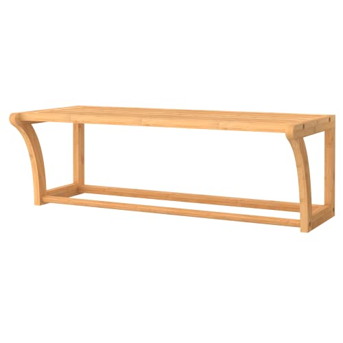 ClosetMaid Bamboo Wall Shelf with Towel Bar, Wall Mount Storage Shelves, Organizer Rack, Natural Finish - style: 1-Tier