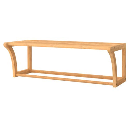 ClosetMaid Bamboo Wall Shelf with Towel Bar, Wall Mount Storage Shelves, Organizer Rack, Natural Finish - style: 1-Tier