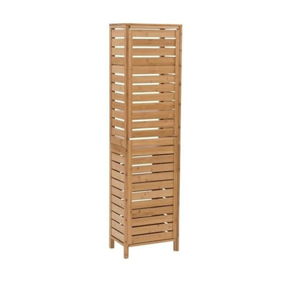 Pemberly Row Tall Bamboo Linen Cabinet, 61.75 in Height, 6-Shelf Tower, Natural Brown Finish, Solid Bamboo Construction, Versatile Storage for Bathroom or Home Organization