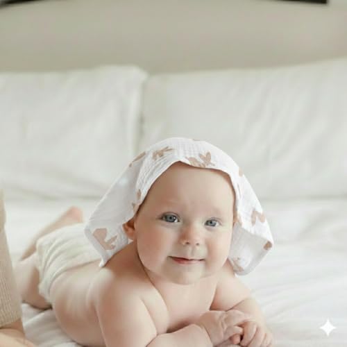 Muslin Baby Washcloths for Newborns, Pack of 8, 11"x11", Super Soft Cotton, Absorbent and Gentle, Baby Cotton Wipes, Baby wash Cloths - color: Print Mix