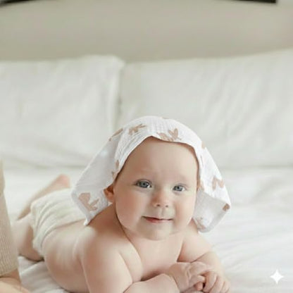 Muslin Baby Washcloths for Newborns, Pack of 8, 11"x11", Super Soft Cotton, Absorbent and Gentle, Baby Cotton Wipes, Baby wash Cloths - color: Print Mix