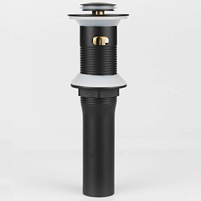 Bathroom Sink Pop Up Drain with Overflow, Strainer, Black | Solid Brass with Detachable Basket Strainer; 7 in. Closed/7.5 in. Open; 1-1/2 in. Min Drain Opening; Push-button Stopper - color: Black, size: Small Popup Cap