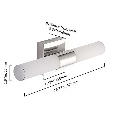 Bathroom Vanity Light Fixture, 16" Inches 8W 6000K Chrome LED Mirror Lights for Bathroom Wall Sconces Bar Lighting - size: 16 in-8W-6000K