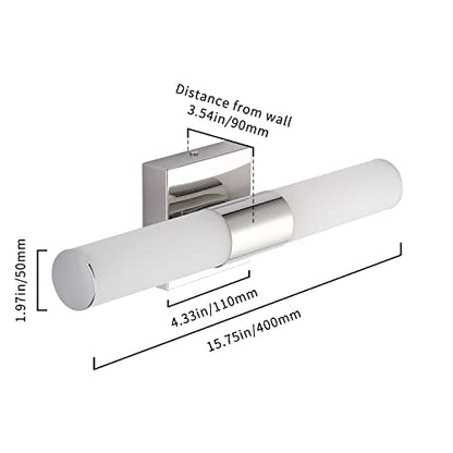 Bathroom Vanity Light Fixture, 16" Inches 8W 6000K Chrome LED Mirror Lights for Bathroom Wall Sconces Bar Lighting - size: 16 in-8W-6000K